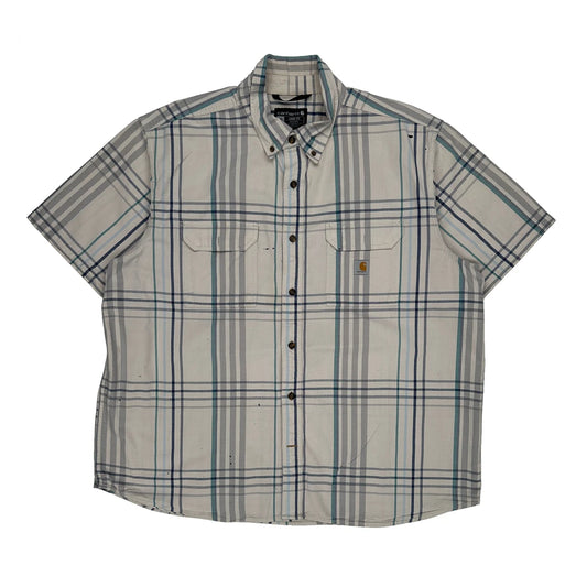 Carhartt Checked Short Sleeve Shirt - 2XL Beige Cotton