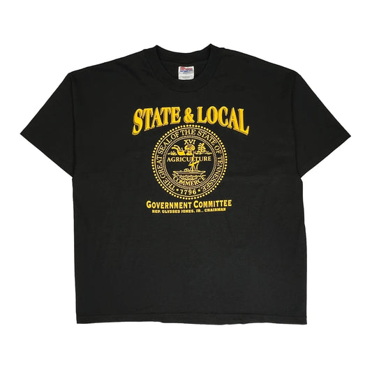 State & Local Hanes Graphic T-Shirt - XL Black Polyester Blend