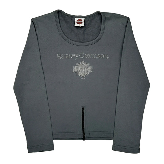 Sturgis Harley Davidson Graphic Long Sleeve T-Shirt - Medium Grey Cotton