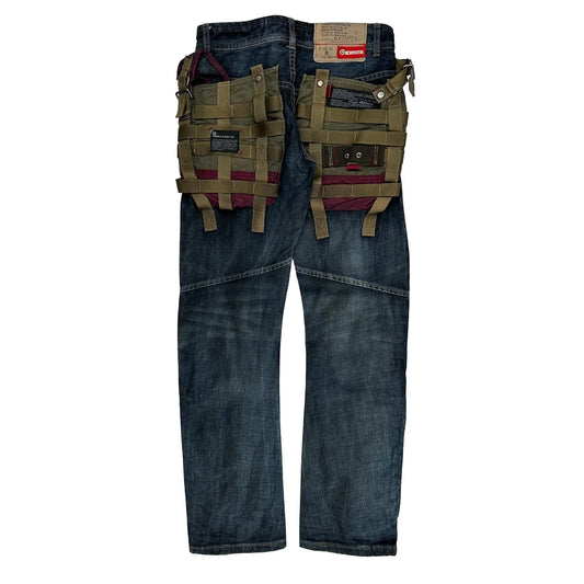 Hip Hop Tough Jeansmith Cargo Jeans - 30W 31L Blue Denim
