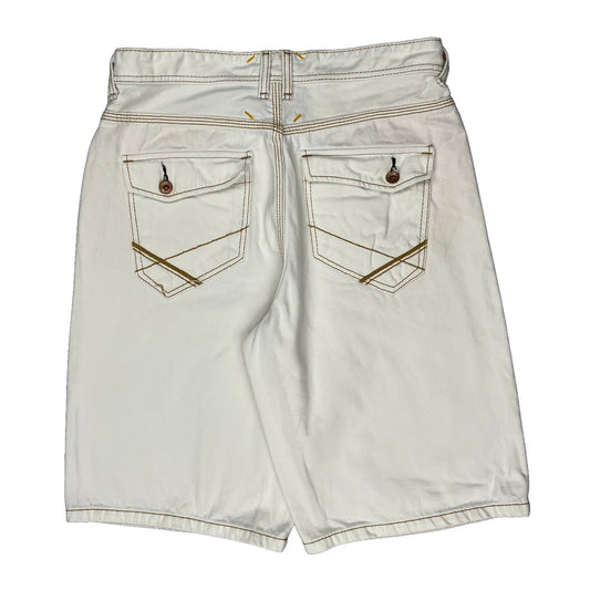Nautica Baggy Denim Shorts - 32W 12L White Cotton
