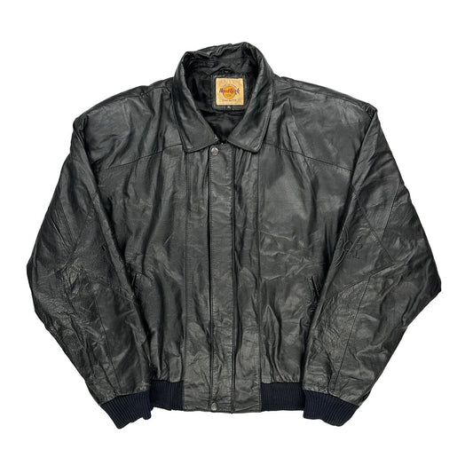 Vintage Hard Rock Cafe Leather Jacket - XL Black Leather