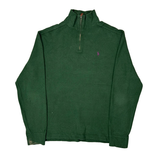 Vintage Polo By Ralph Lauren 1/4 Zip - Medium Green Cotton
