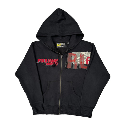 Vintage Rl67 Polo By Ralph Lauren Hoodie - Medium Black Cotton Blend