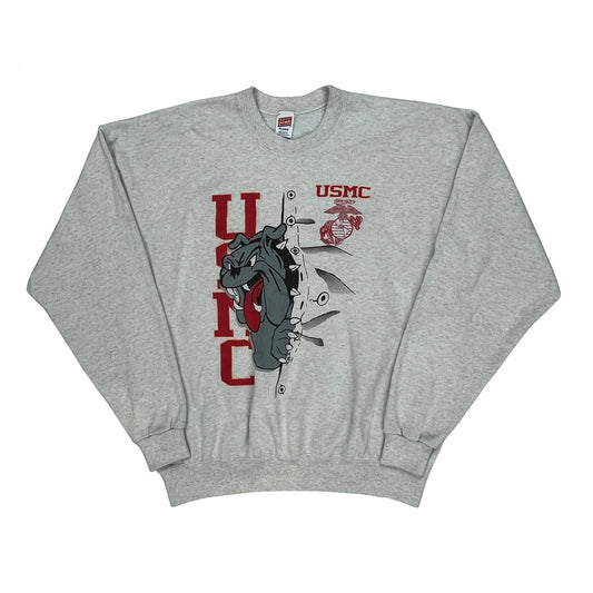 USmc Soffe Graphic Sweatshirt - XL Grey Cotton