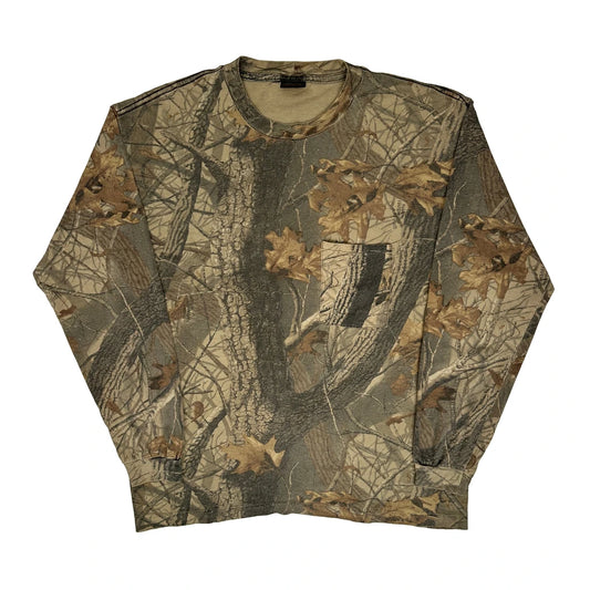 Liberty Camo Long Sleeve T-Shirt - XL Khaki Cotton Blend