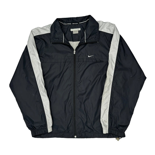 Nike Striped Windbreaker - Large Navy Nylon
