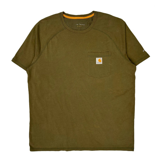 Carhartt T-Shirt - Large Khaki Cotton
