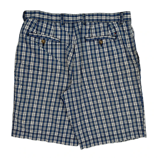 Tommy Hilfiger Checked Shorts - 35W 10L Blue Cotton