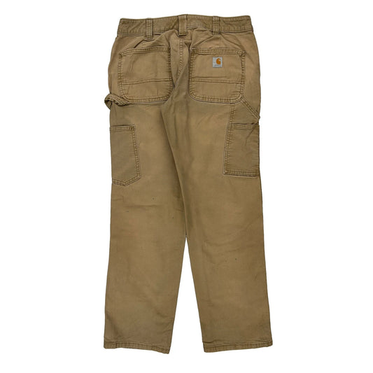 Short Carhartt Double Knee Carpenter Trousers - XS Khaki Cotton