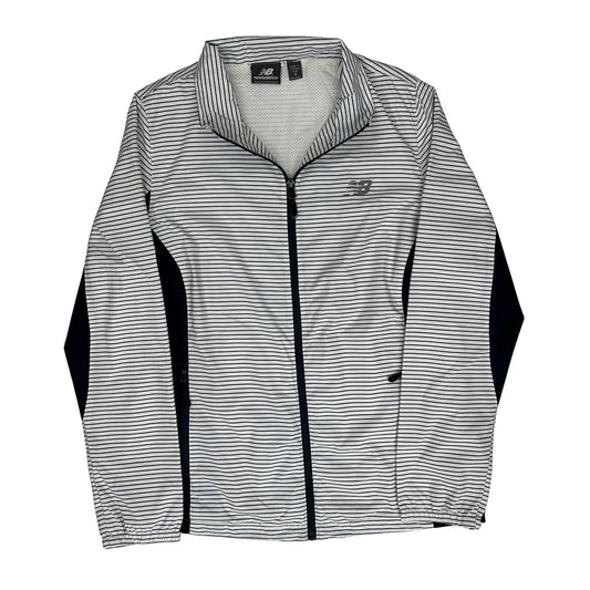 New Balance Striped Track Jacket - Medium White Polyester