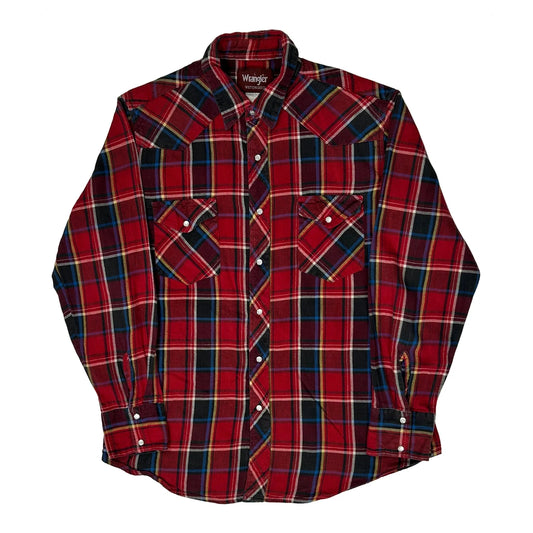 Vintage Wrangler Checked Flannel Shirt - Large Red Cotton