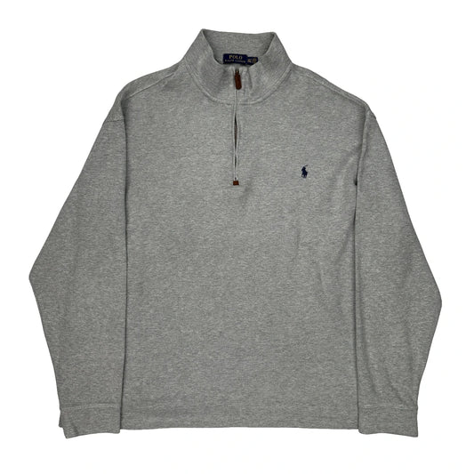 Polo By Ralph Lauren 1/4 Zip - 2XL Grey Cotton