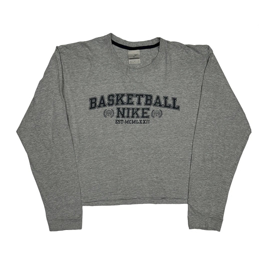 Basketball Nike Cropped Long Sleeve T-Shirt - XL Grey Cotton