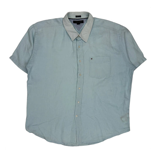 Tommy Hilfiger Short Sleeve Shirt - XL Blue Linen