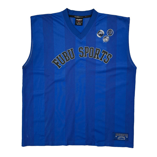 Vintage Sports Fubu Striped Jersey - 2XL Blue Polyester