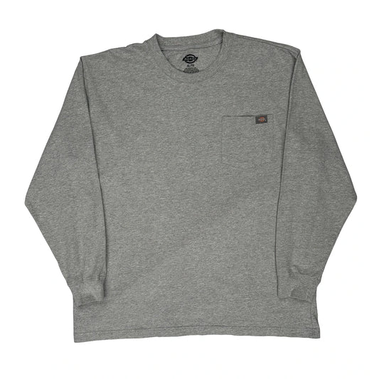 Vintage Dickies Long Sleeve T-Shirt - XL Grey Cotton Blend