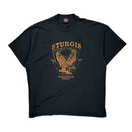 Motorcycle Rally Harley Davidson Graphic T-Shirt - XL Black Cotton