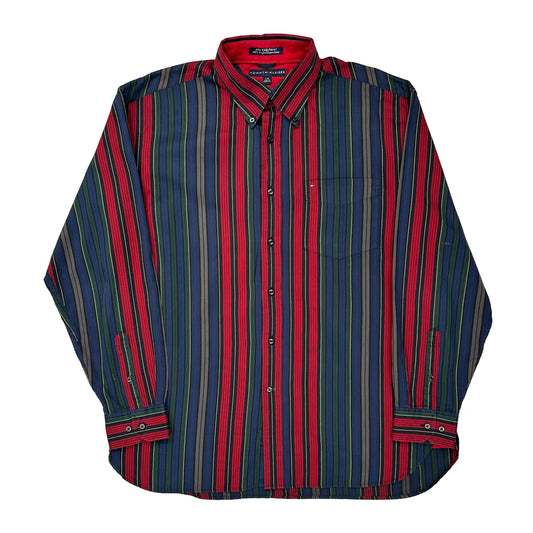 Tommy Hilfiger Striped Shirt - Large Multicoloured Cotton