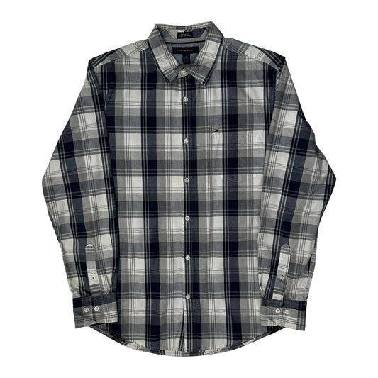 Vintage Tommy Hilfiger Checked Flannel Shirt - Large Grey Cotton