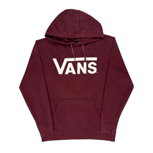 Vans Spellout Hoodie - Medium Burgundy Cotton Blend