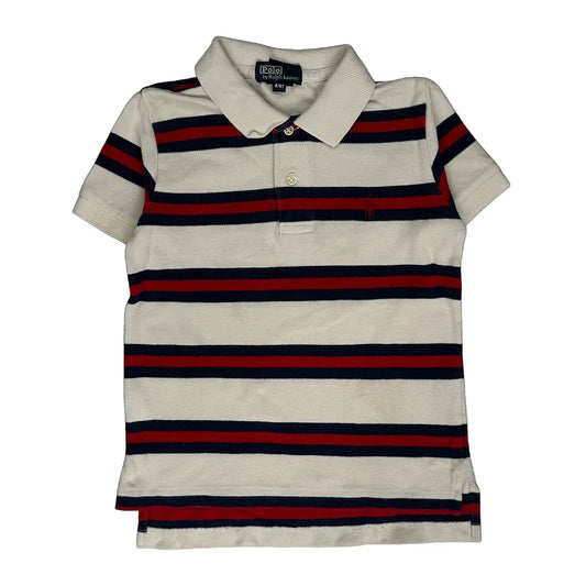 Age 3-4 Polo By Ralph Lauren Striped Polo Shirt - XS Cream Cotton