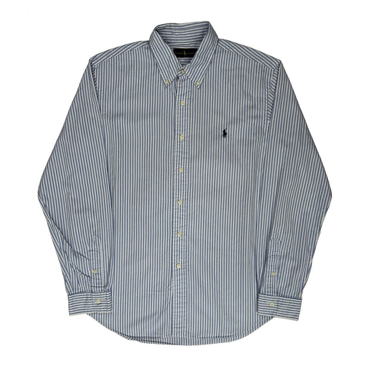 Ralph Lauren Striped Patterned Shirt - Large White Cotton