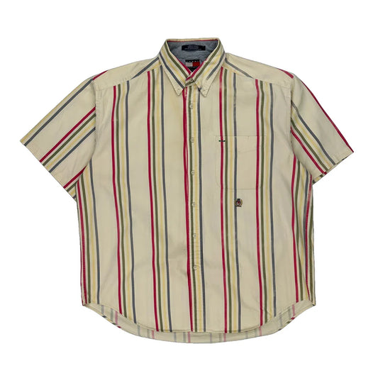 Vintage Tommy Hilfiger Striped Short Sleeve Shirt - Large Multicoloured Cotton
