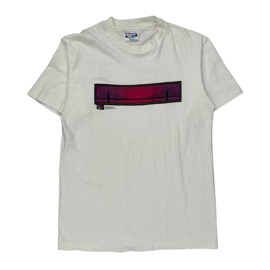 Golden Gate Bridge Hanes Single Stitch T-Shirt - Medium White Cotton