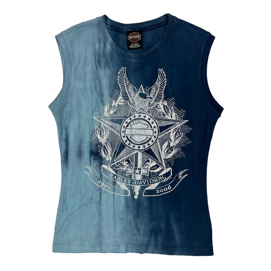 Mike'S Famous Harley Davidson Graphic Vest - Large Blue Cotton