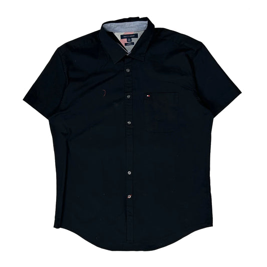 Vintage Tommy Hilfiger Slim Fit Short Sleeve Shirt - XL Navy Cotton