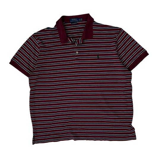 Polo By Ralph Lauren Striped Polo Shirt - XL Burgundy Cotton