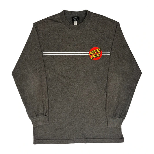 Santa Cruz Striped Long Sleeve T-Shirt - Medium Grey Polyester Blend