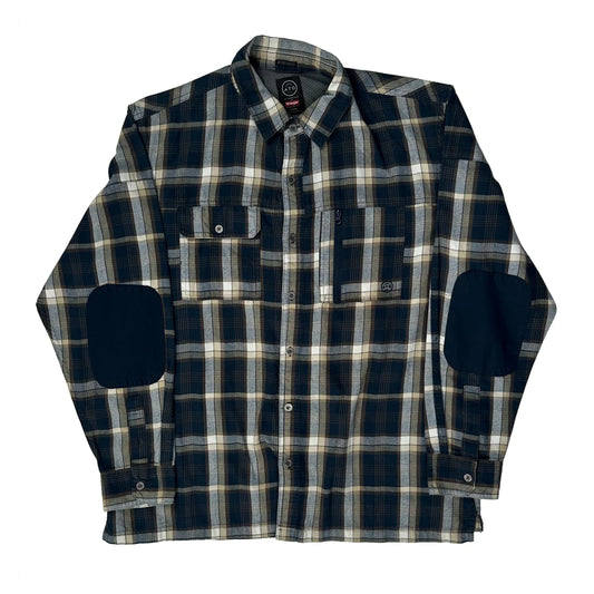 Wrangler Checked Flannel Shirt - Large Navy Cotton Blend