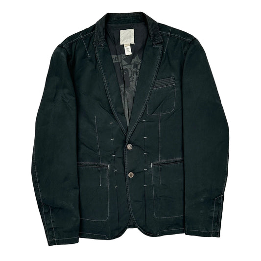 Diesel Contrast Stitch Blazer - XL Black Cotton
