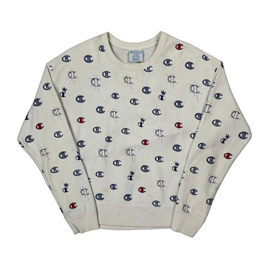 Reverse Weave Champion Sweatshirt - Large Cream Cotton