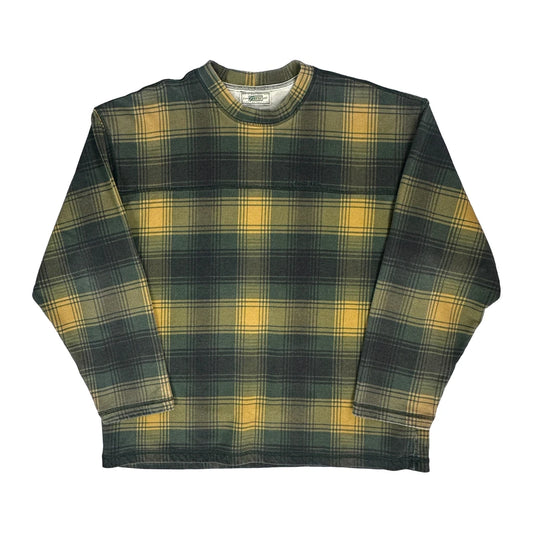 Vintage Guess Checked Long Sleeve T-Shirt - XL Green Cotton