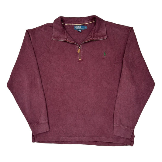 Polo By Ralph Lauren Tall 1/4 Zip - Large Burgundy Cotton