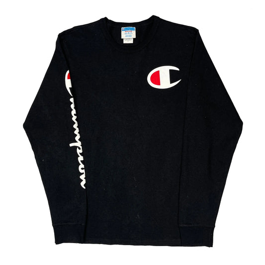 Champion Graphic Long Sleeve T-Shirt - Medium Black Cotton