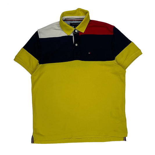 Vintage Tommy Hilfiger Striped Polo Shirt - Medium Yellow Cotton
