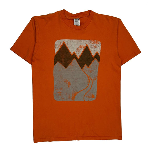 The North Face Graphic T-Shirt - Small Orange Cotton