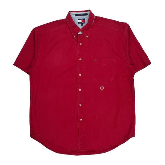 Tommy Hilfiger Short Sleeve Shirt - Large Red Cotton