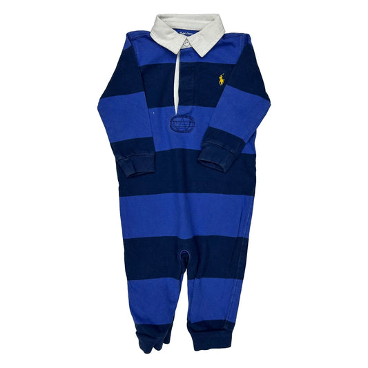 Vintage Age 9 Months Ralph Lauren Striped Jumper - 2XS Blue Cotton