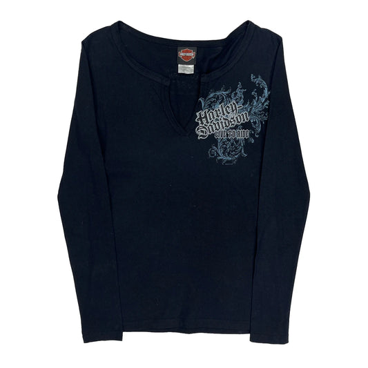 Wausau Harley Davidson Long Sleeve T-Shirt - Small Black Cotton
