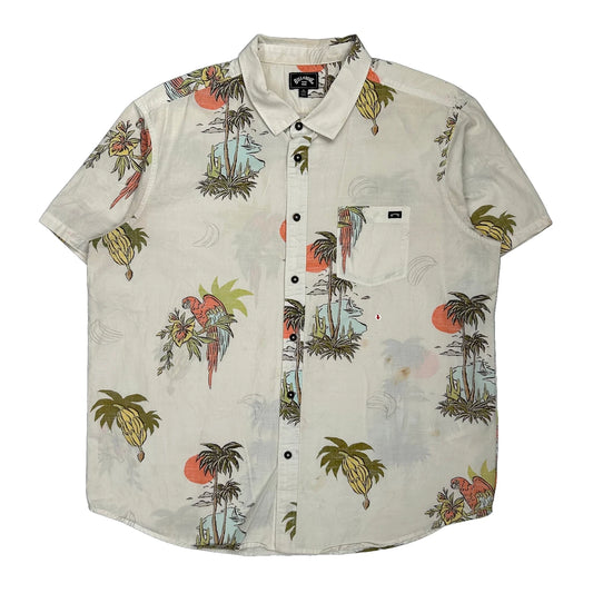 Billabong Graphic Hawaiian Shirt - XL Cream Cotton