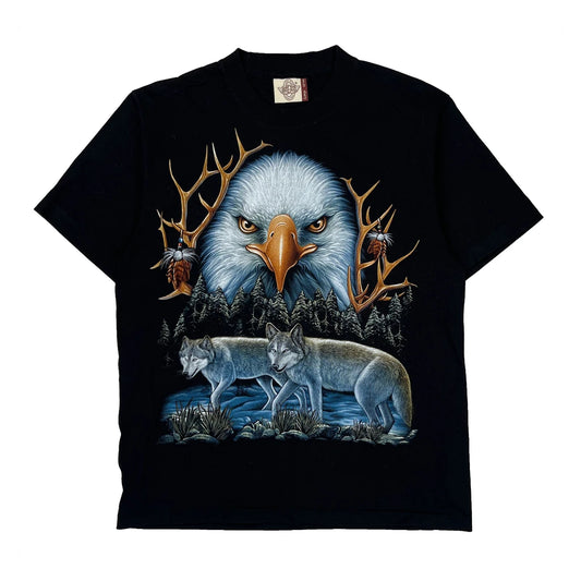 Rock Eagle Single Stitch T-Shirt - Large Black Cotton