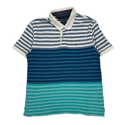 Tommy Hilfiger Striped Polo Shirt - XL Blue Cotton