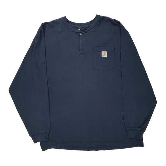 Carhartt Long Sleeve T-Shirt - 2XL Navy Cotton