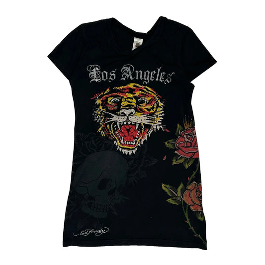 Los Angeles Ed Hardy Dress T-Shirt - Large Black Cotton
