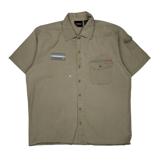 Vintage Dickies Short Sleeve Shirt - Large Khaki Cotton
